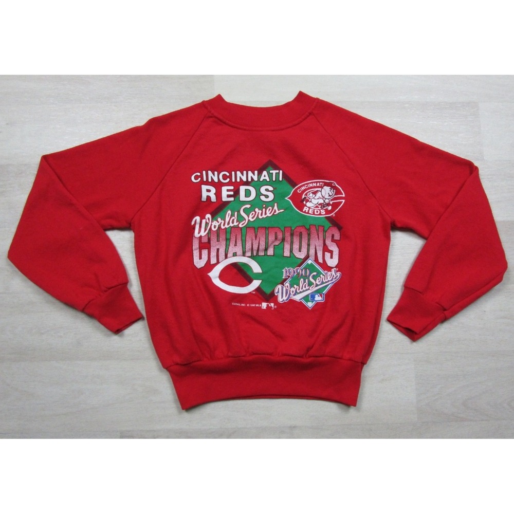 Vintage 90s Cincinnati Reds Crewneck Sweatshirt Youth (M) 1990 World Series